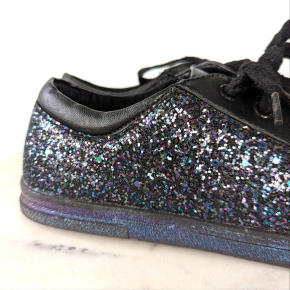 Stuart Weitzman Girls Black Glitter Heather Low Sneakers - Picture 8 of 11
